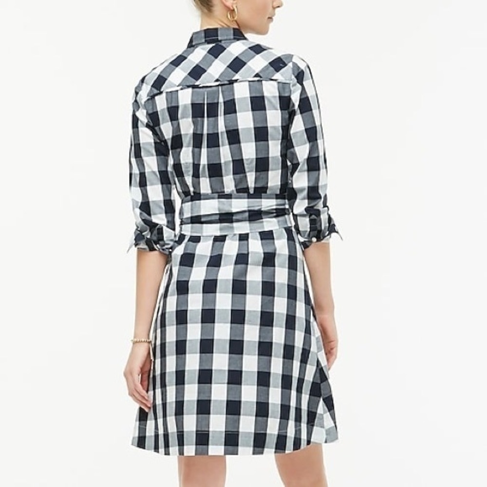 J.Crew Factory Tie-Waist Poplin Shirtdress In Gingham NWOT - Picture 3 of 9